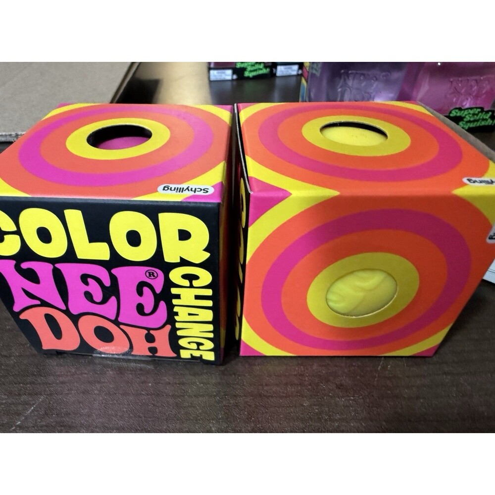 NEW 🔥 SCHYLLING NEE DOH COLOR CHANGING BALLS PINK & YELLOW  LOT OF 2 Needoh